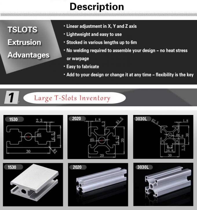 Silver And Black Anodized 6063 T5 Aluminum T Slot Profile / Aluminum ...