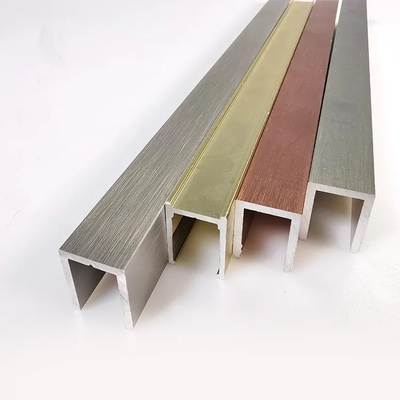 Gold Brushed Aluminum U Channel Profile T4 For Shower Room Frame Transition Trim