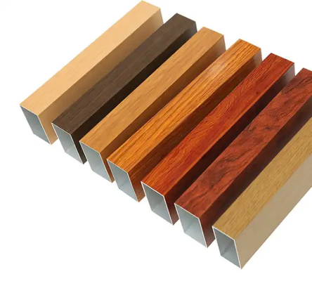 Aluminium Box Rectangular Profile Wood Grain Square Aluminium Profile for Furniture Decorations